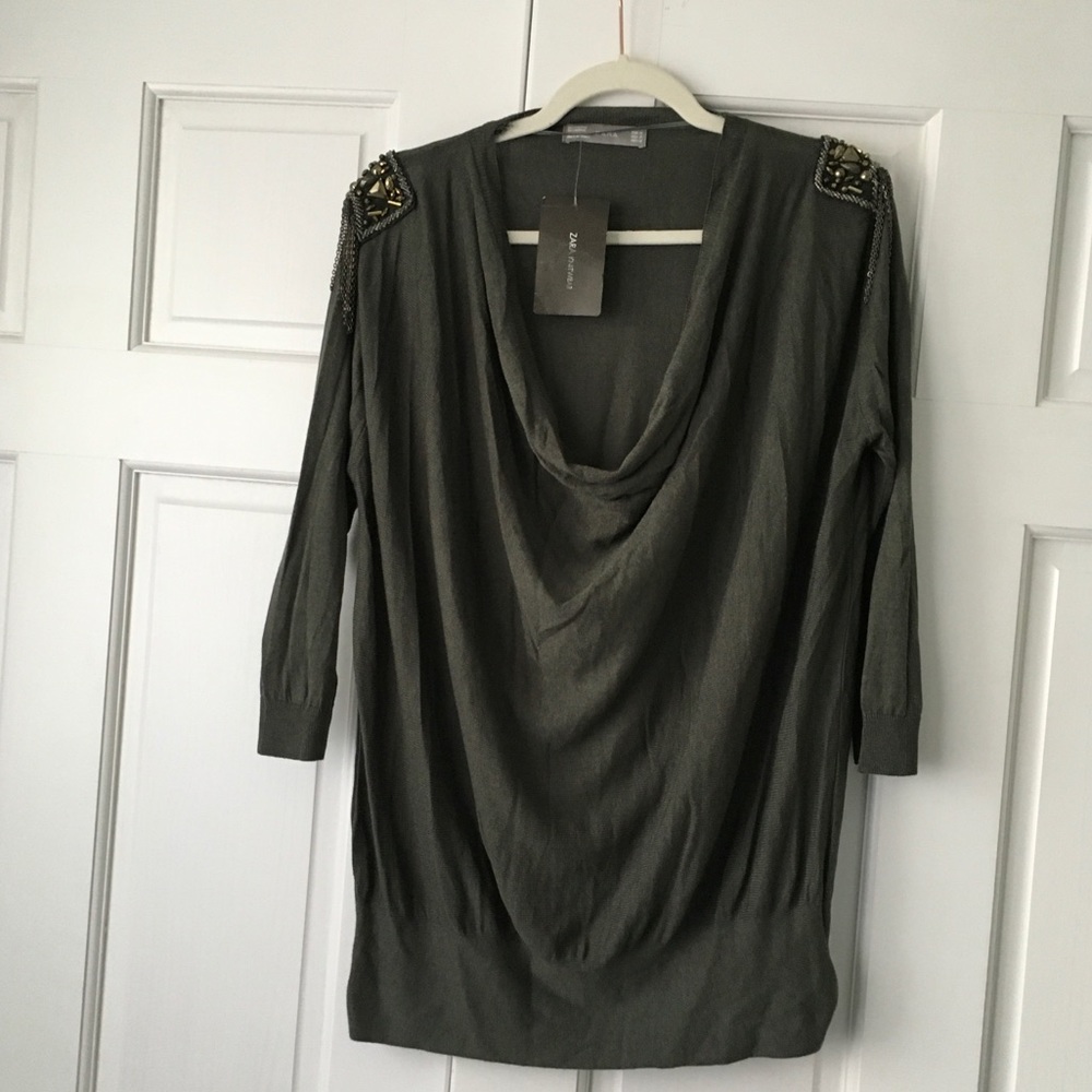 Zara Knitwear Embellished Shoulders Size M